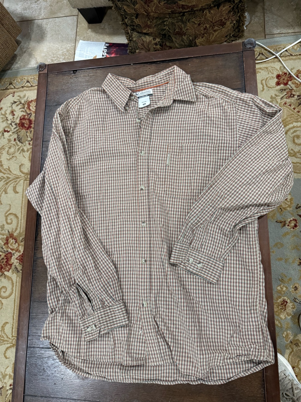 Men's Brown Check Long-Sleeve Button-Down Shirt